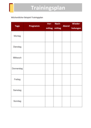 Trainingsplan Vorlagen Muster Beispiele