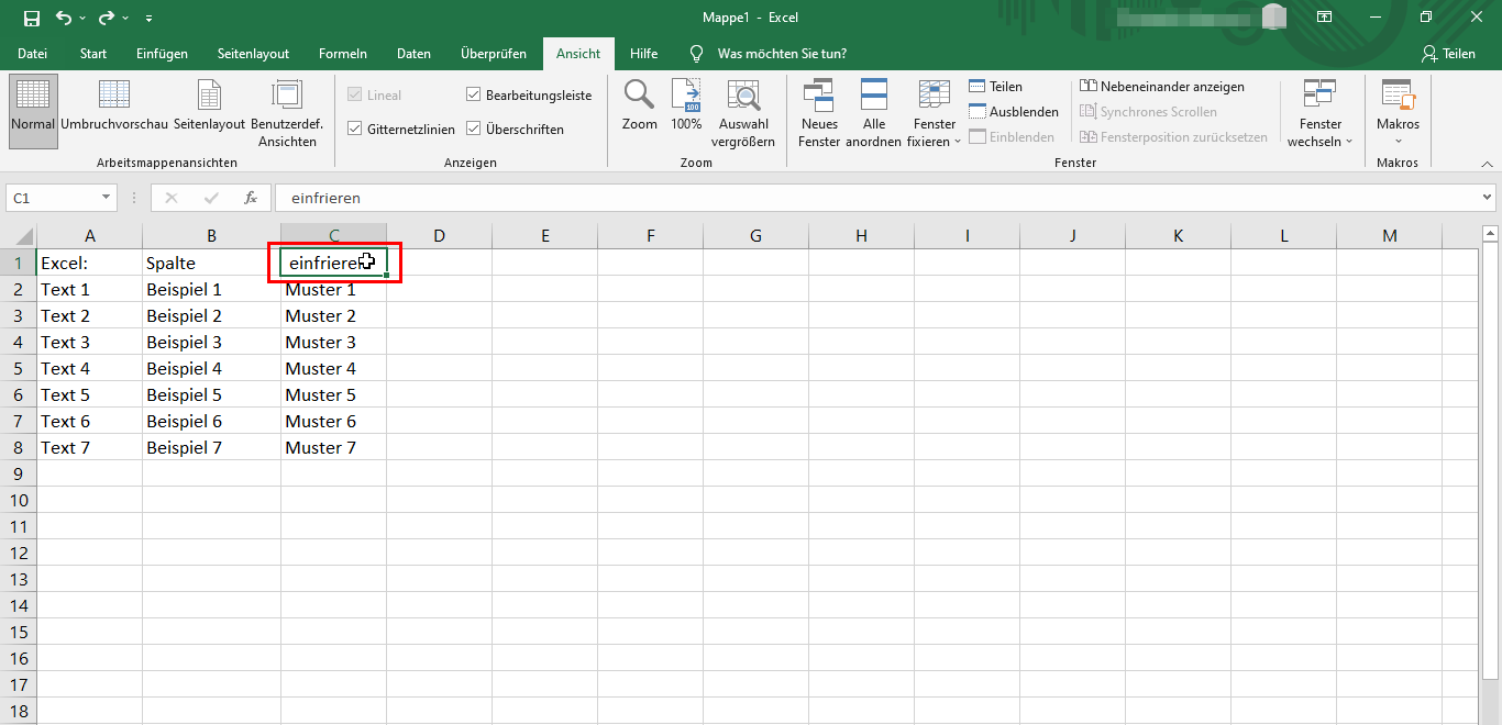 In Excel 2 Spalten fixieren