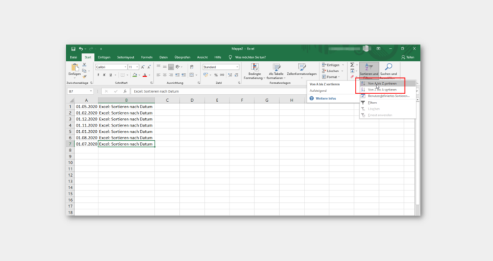 Excel: Sortieren nach Datum