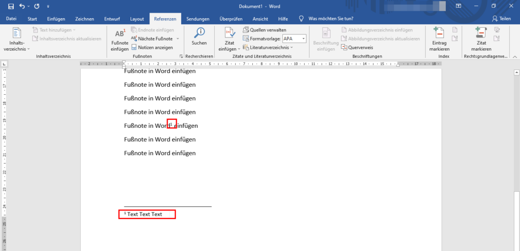 Fußnote in Word einfügen